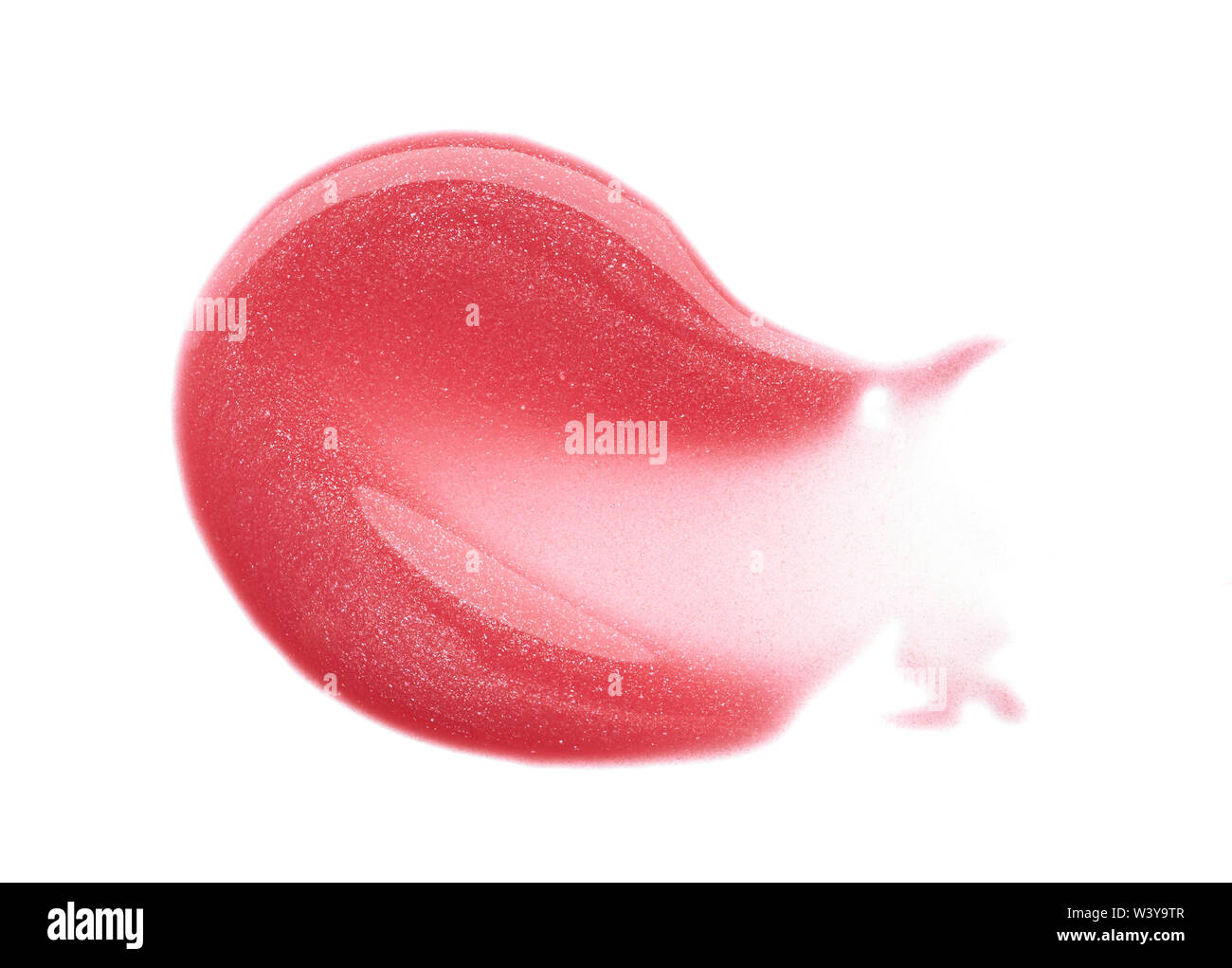 Traits rose doucement et la texture de la peinture acrylique ou brillant à lèvres isolé sur fond blanc Banque D'Images