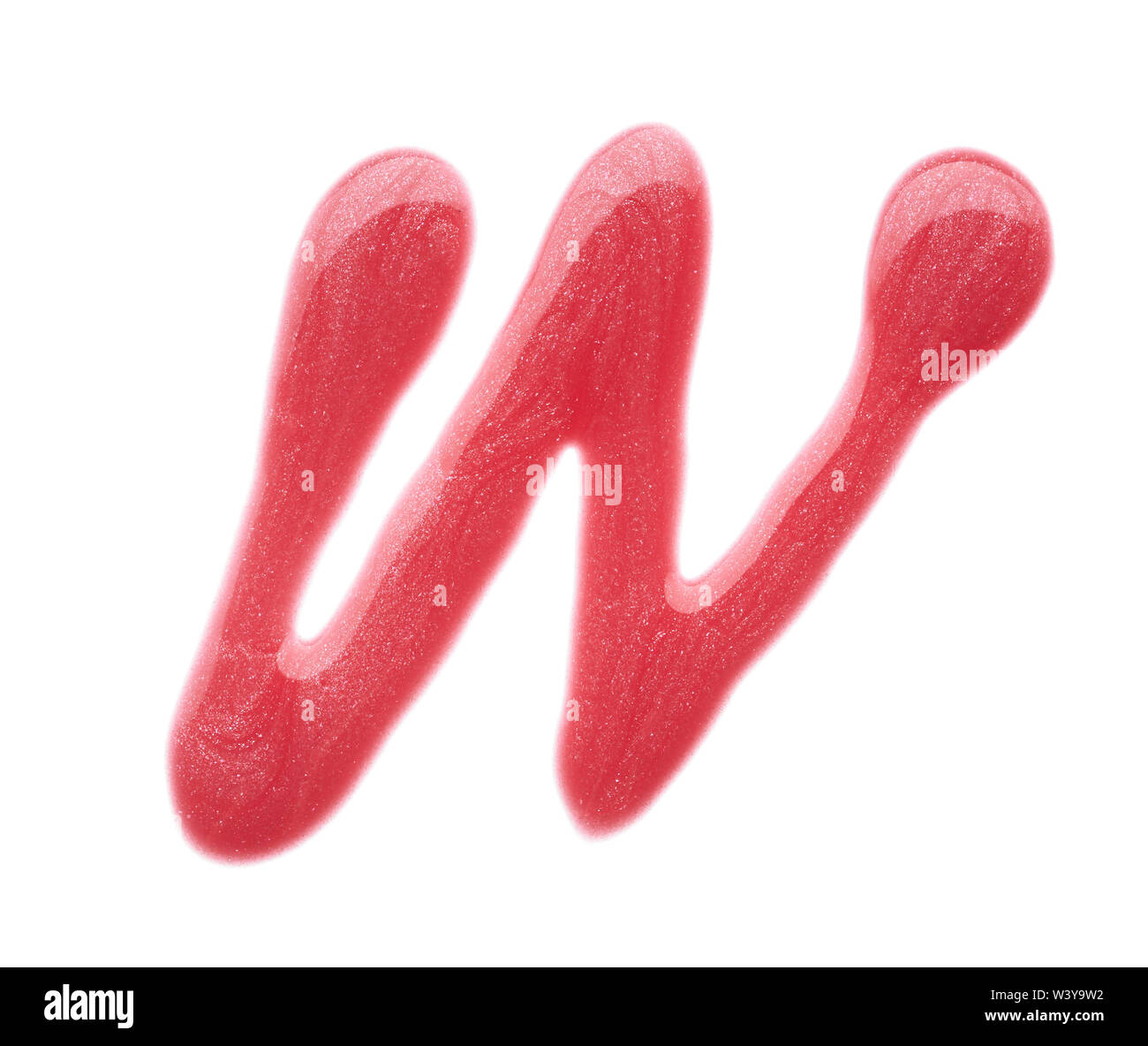 Traits rose doucement et la texture de la peinture acrylique ou brillant à lèvres isolé sur fond blanc Banque D'Images