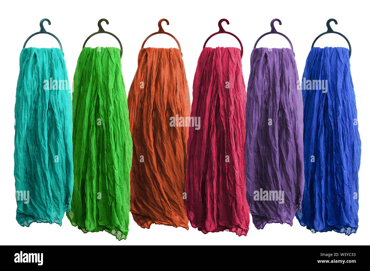 Womens coton multicolore écharpes. Isoler blanc Banque D'Images