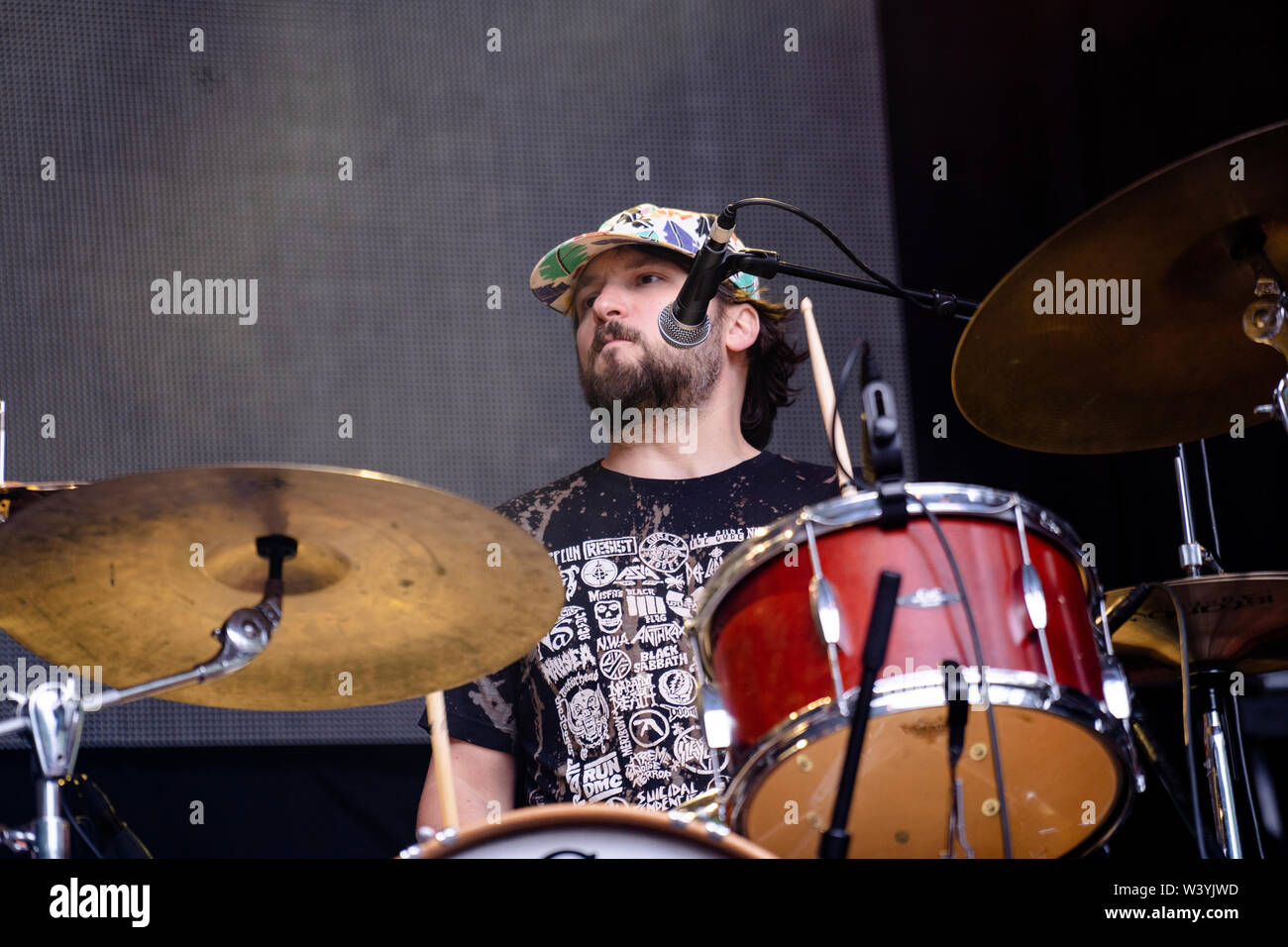 Bergen, Norvège - Juin 12th, 2019. Stephen Malkmus et les Jicks effectuer un concert lors de la fête de la musique 2019 Bergenfest norvégien de Bergen. Ici le batteur Jake Morris est vu sur scène. (Photo crédit : Gonzales Photo - Jarle H. MEO). Banque D'Images