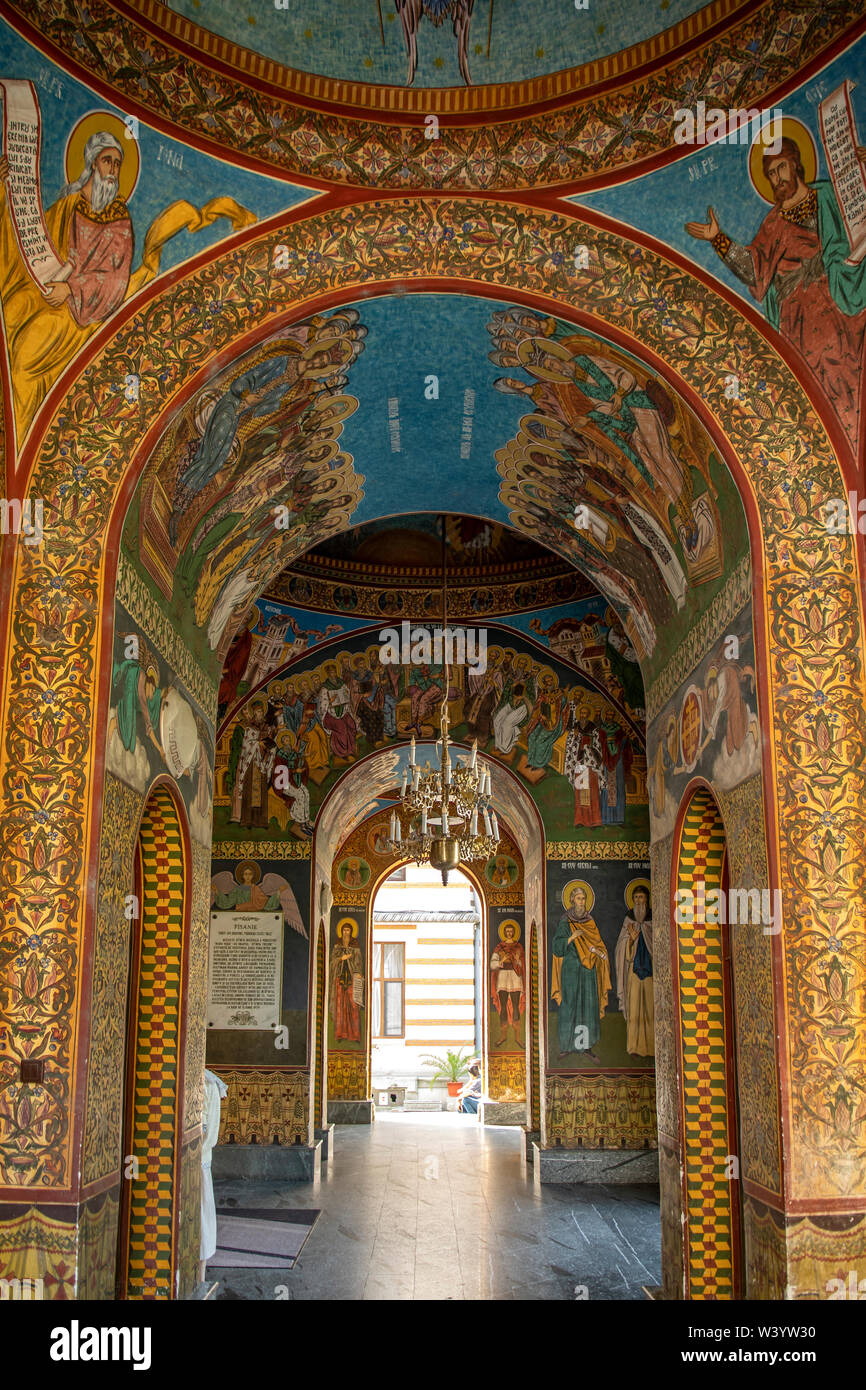 Murales de Radu Vado de son Église, Bucarest, Roumanie Banque D'Images