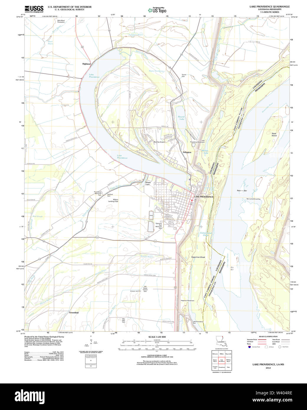 LA LOUISIANE carte TOPO USGS Lake Providence 20120404 TM Banque D'Images