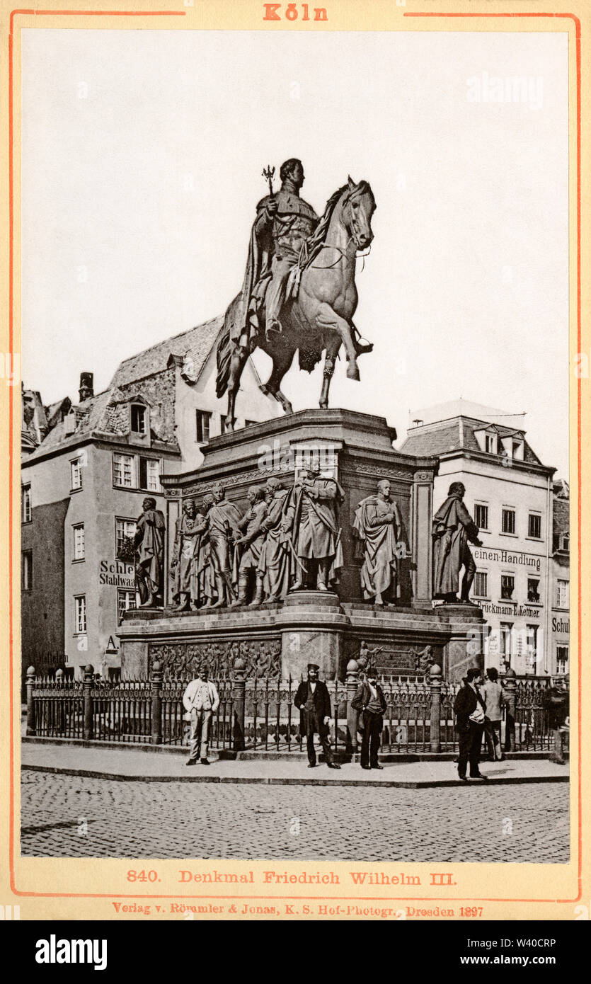 Europa, Deutschland, Nordrhein-Westfalen, Köln, Denkmal Friedrich Wilhelm III. , Herausgegeben von : Römmler & Jonas, K.S. Hof-Photogr. , Dresde, 1897 . / L'Europe, l'Allemagne, en Rhénanie du Nord-Westphalie, Cologne, monument Frédéric-guillaume III de Prusse, publié par Roemmler et Jonas, Royal Saxe Dresde, photographe, 1897 . Banque D'Images