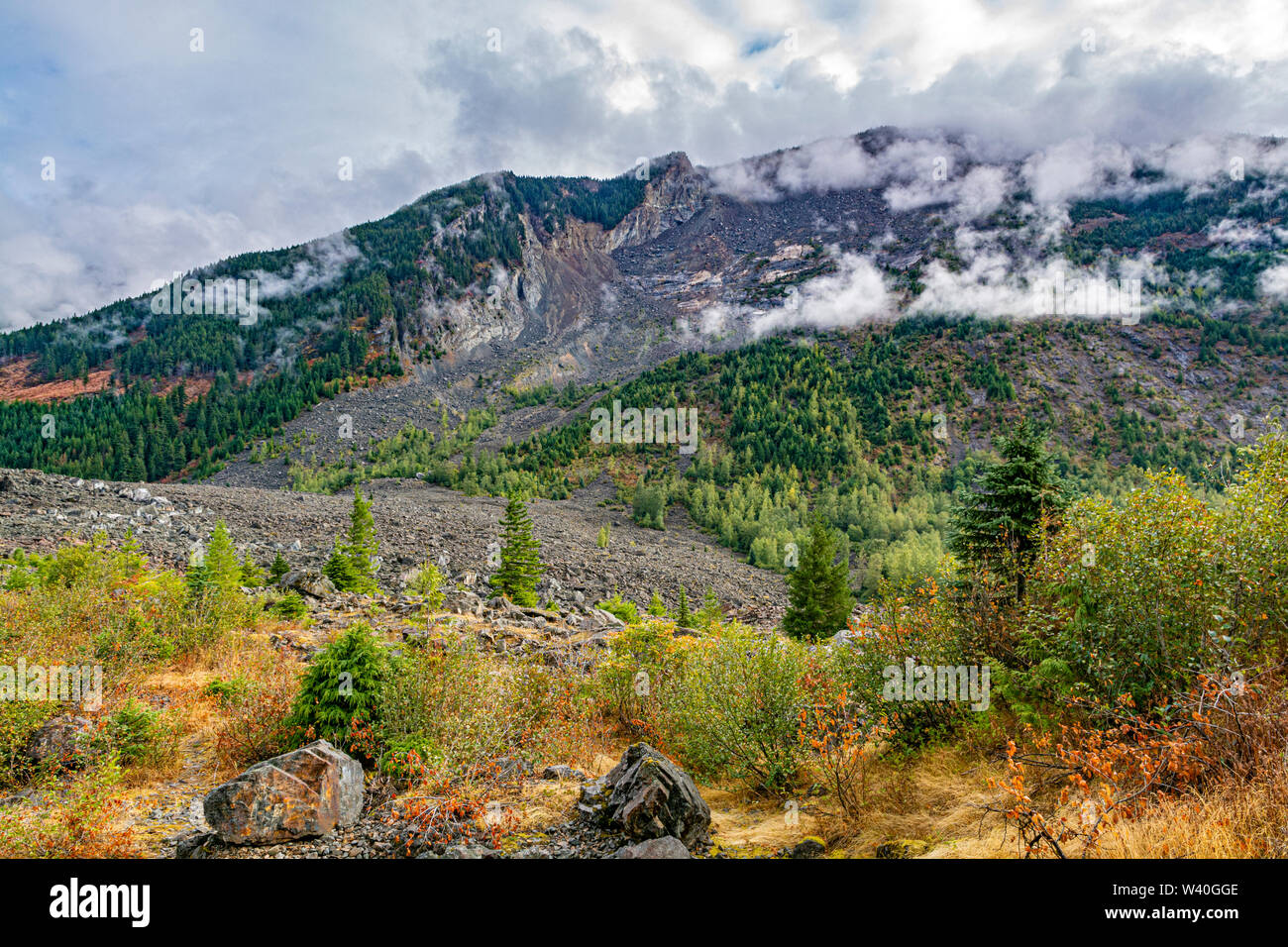 Le Canada, la Colombie-Britannique, l'espoir aux environs, la vallée du ruisseau Nicolum, site de 1965 Hope Slide Banque D'Images
