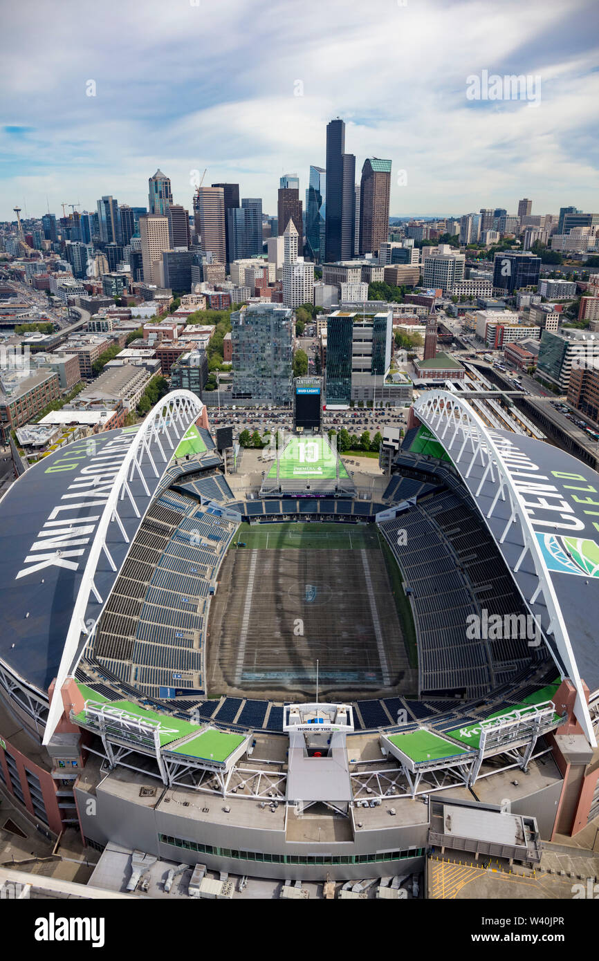 Vue aérienne de CenturyLink Field stade multifonctionnel, Seattle, Washington, États-Unis d'Amérique Banque D'Images