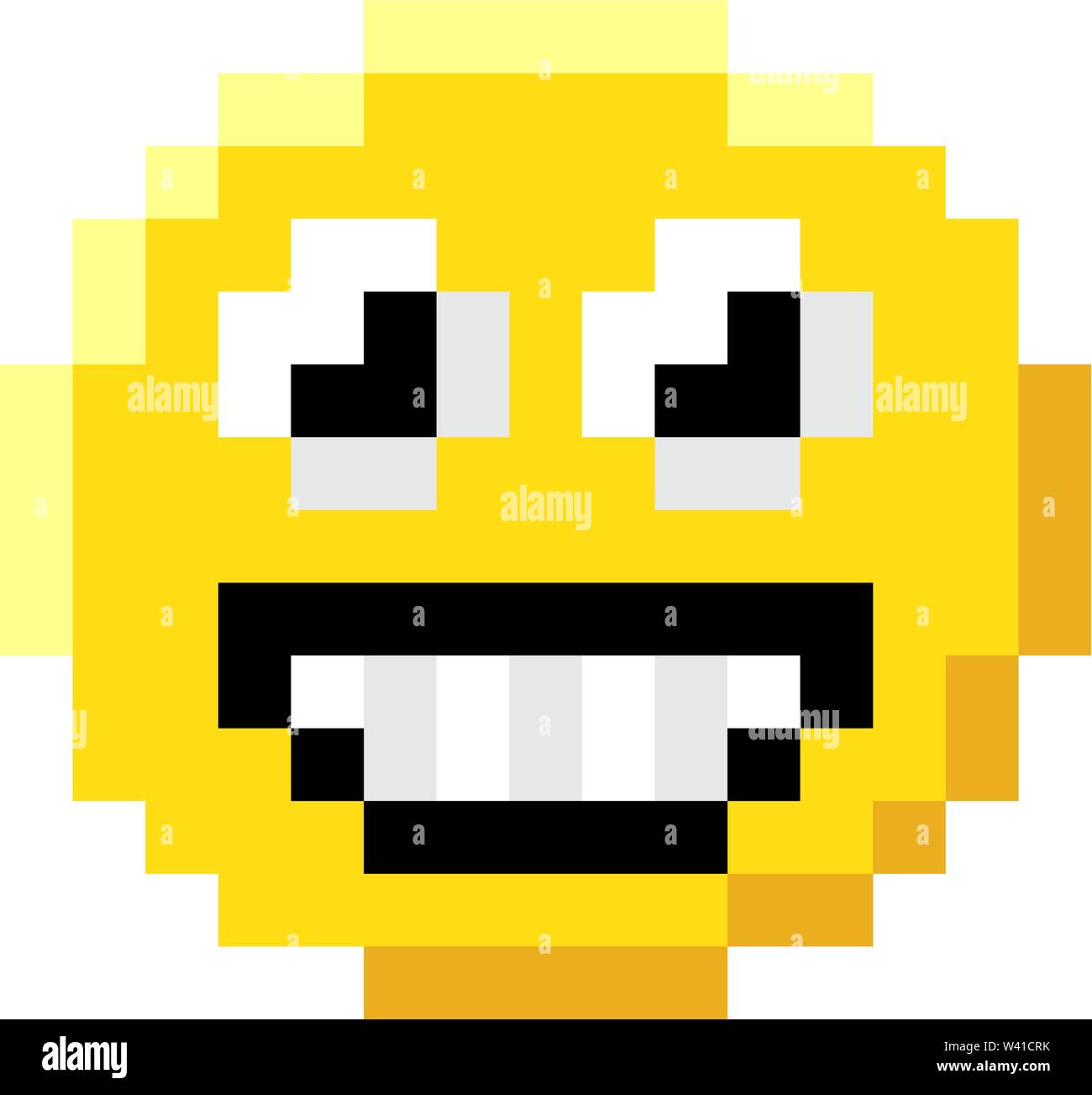 Visage d'Émoticônes Pixel Art 8 bits l'icône du jeu vidéo Illustration de Vecteur