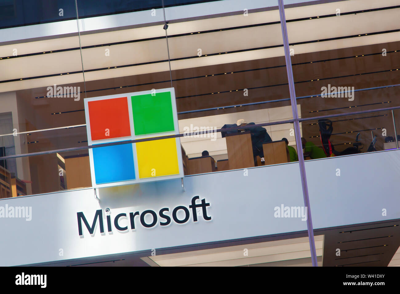 Logo de Microsoft Store dans le centre de Manhattan Banque D'Images