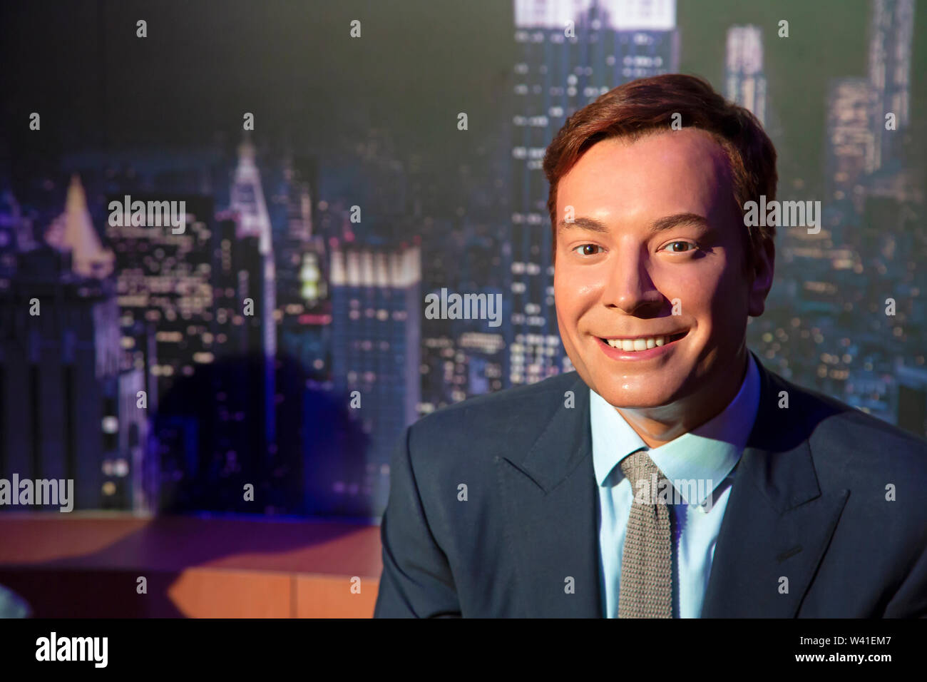 Jimmy Fallon dans Madame Tussauds de New York Banque D'Images