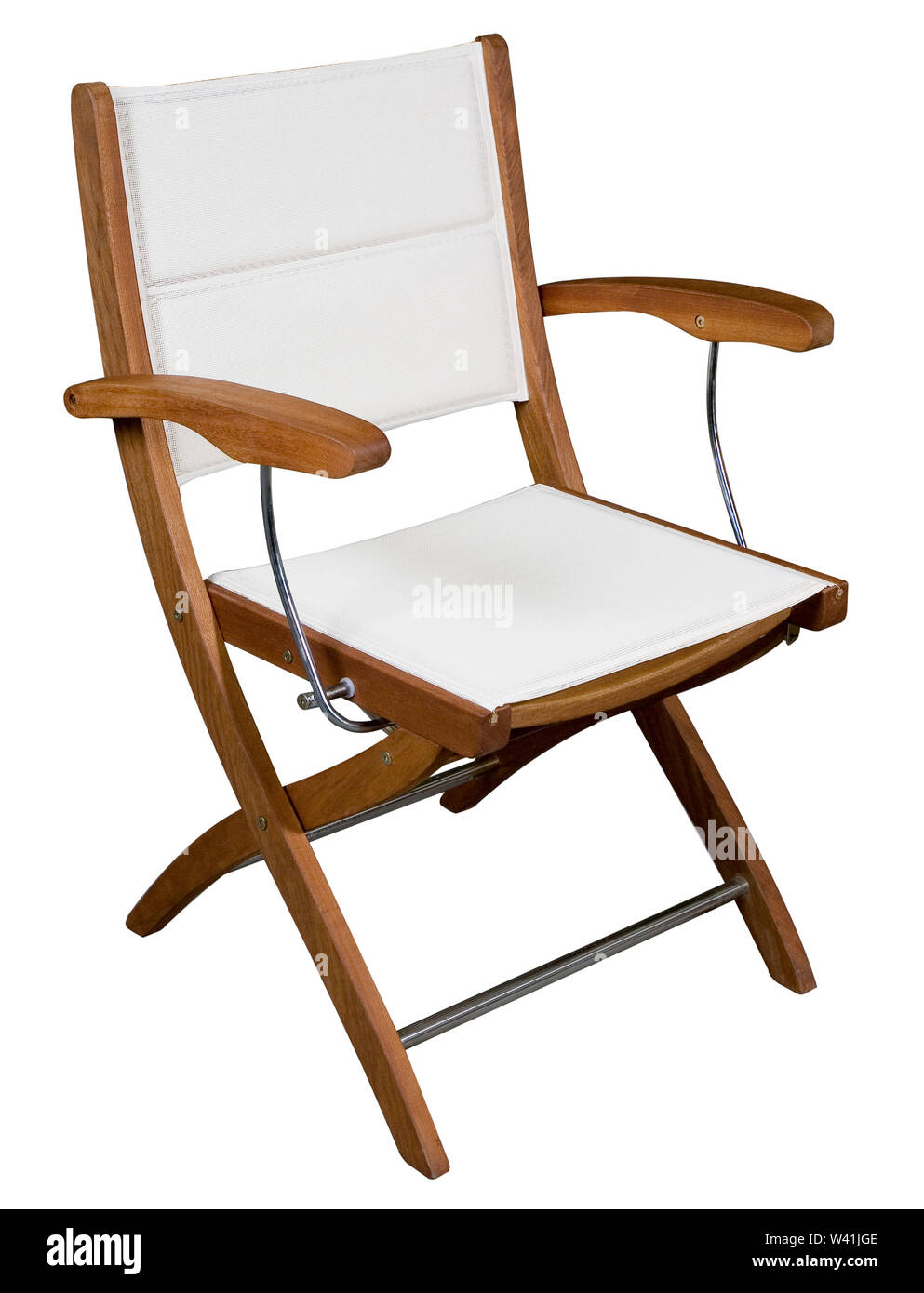 Fauteuil en bois pliant isolated on white with clipping path Banque D'Images