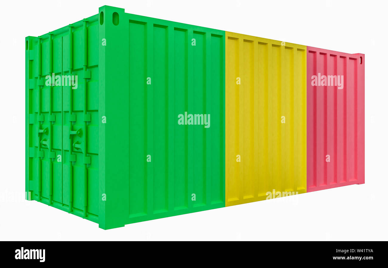 Le Rendu 3D de conteneur avec drapeau du Mali Banque D'Images