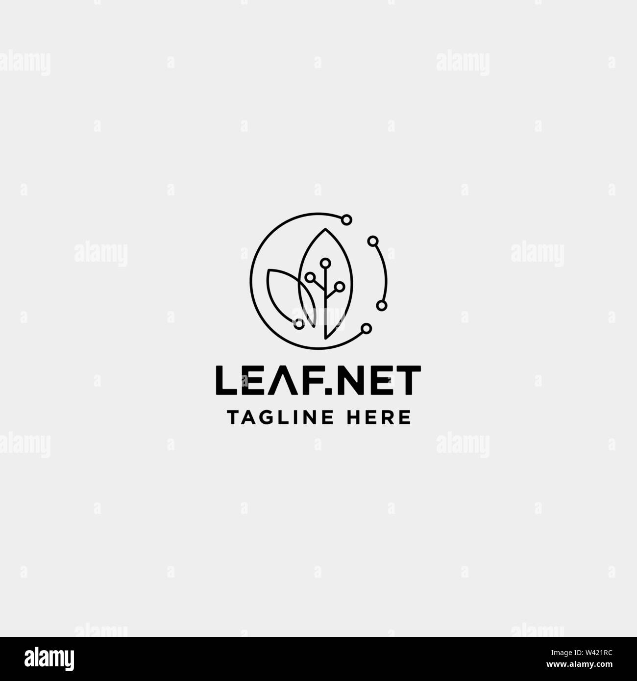 La technologie verte feuille nature logo design illustration icône symbole de haute technologie Illustration de Vecteur