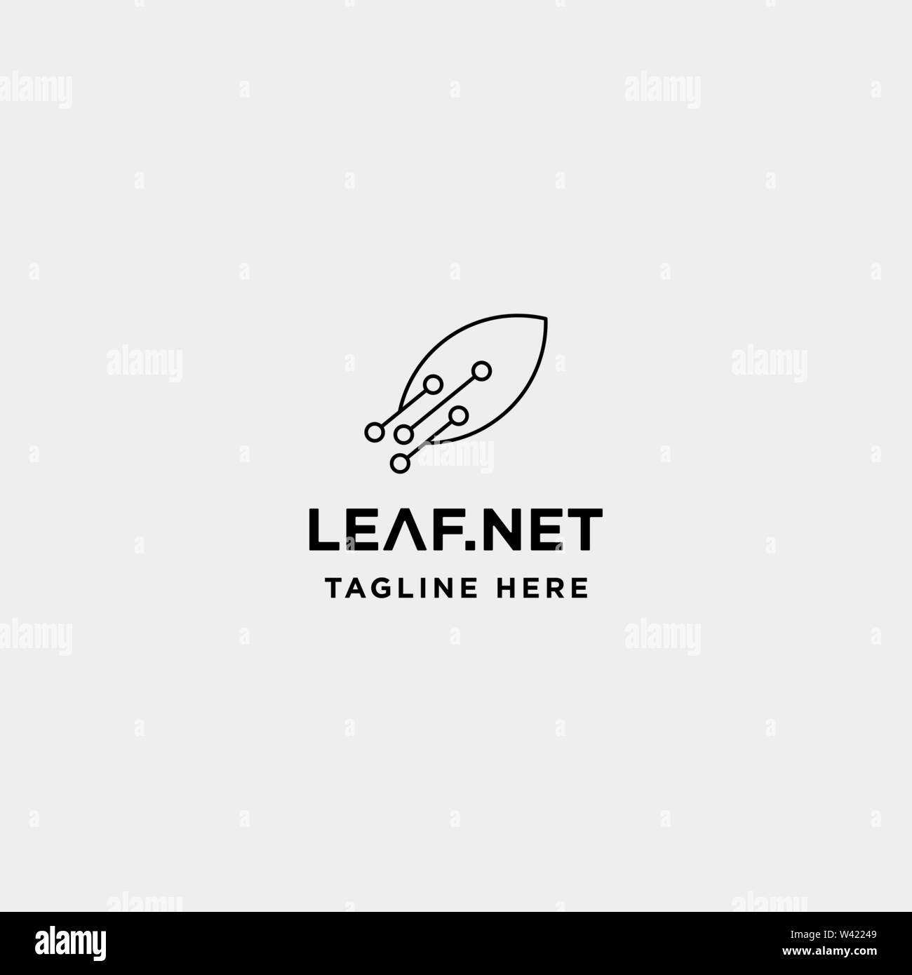 La technologie verte feuille nature logo design illustration icône symbole de haute technologie Illustration de Vecteur