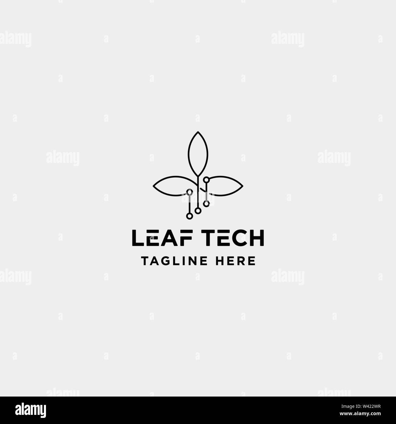 La technologie verte feuille nature logo design illustration icône symbole de haute technologie Illustration de Vecteur