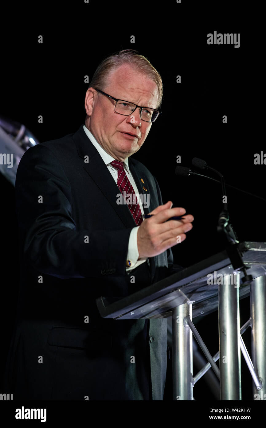Adhésion de la Suède à la "Tempête" sixième génération fighter program. Photo n'est Ministre de la Défense Suédois Peter Hultqvist. Banque D'Images