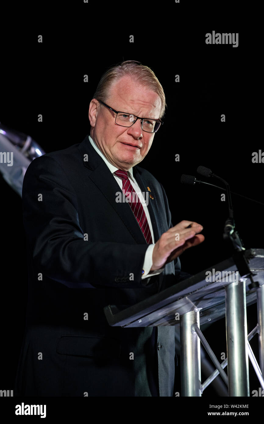 Adhésion de la Suède à la "Tempête" sixième génération fighter program. Photo n'est Ministre de la Défense Suédois Peter Hultqvist. Banque D'Images