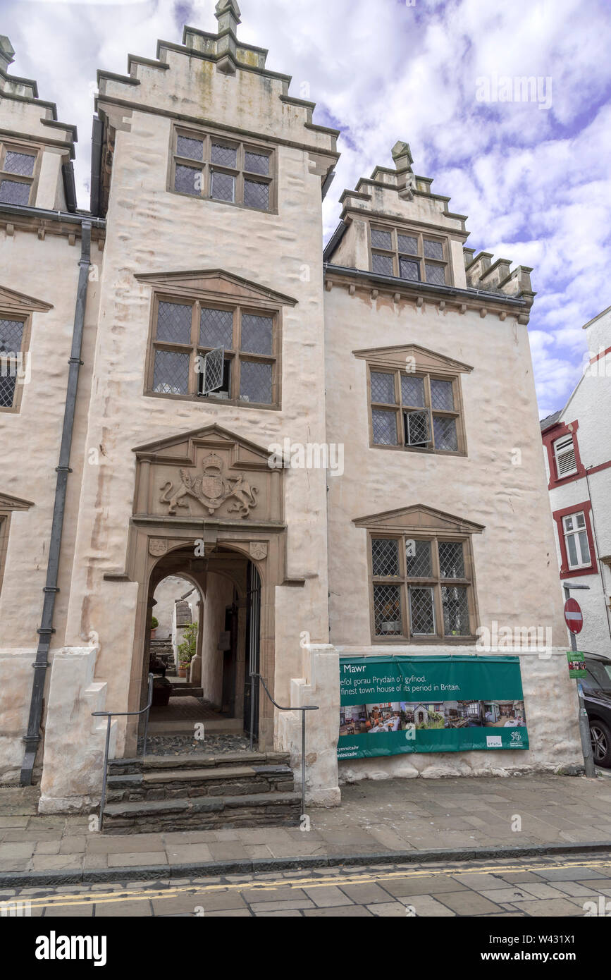 Plas Mawr maison de ville à Conwy. Banque D'Images