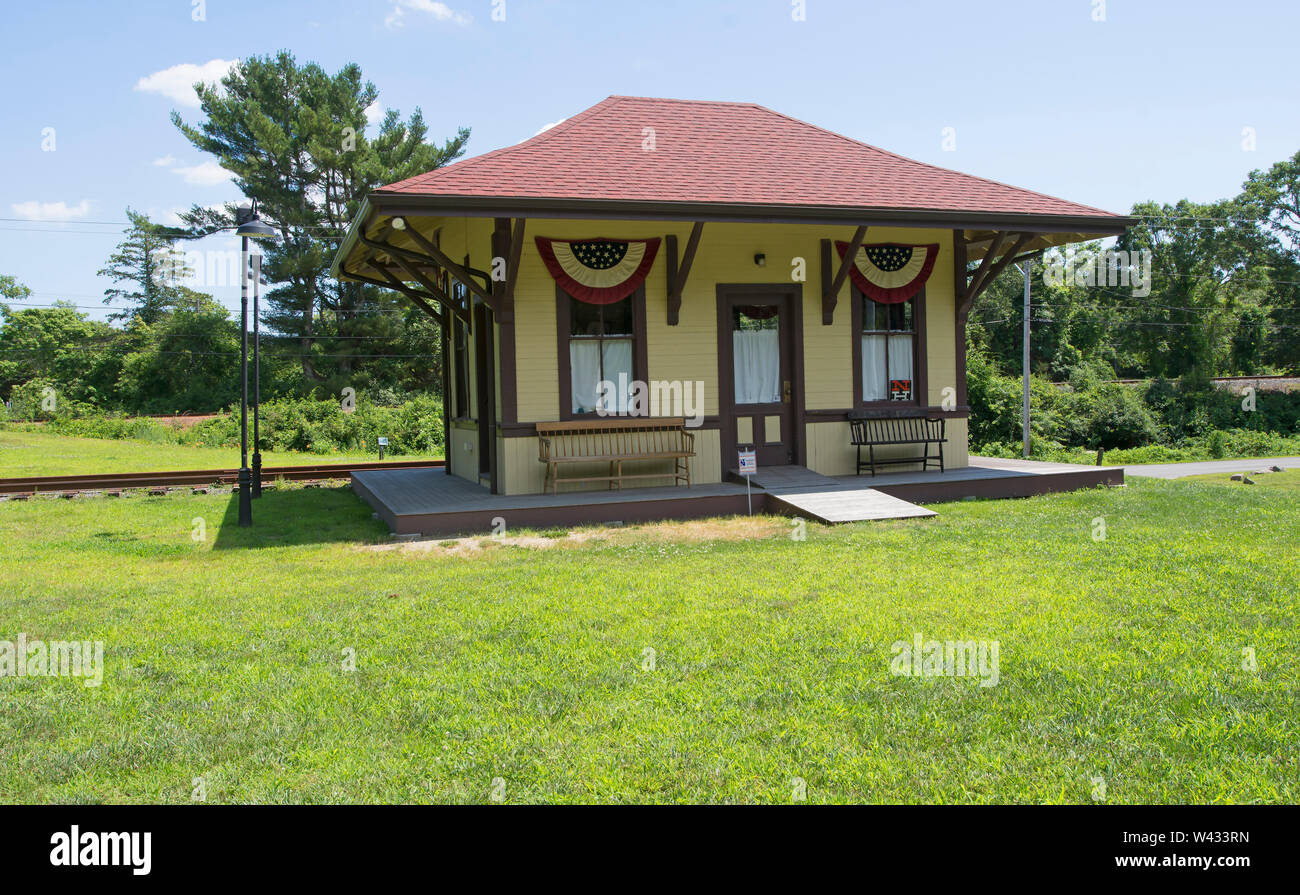 Gray Gables Station de chemin de fer a été construit pour l'usage personnel du Président Grover Cleveland pendant les années de sa présidence des États-Unis,1892 Banque D'Images