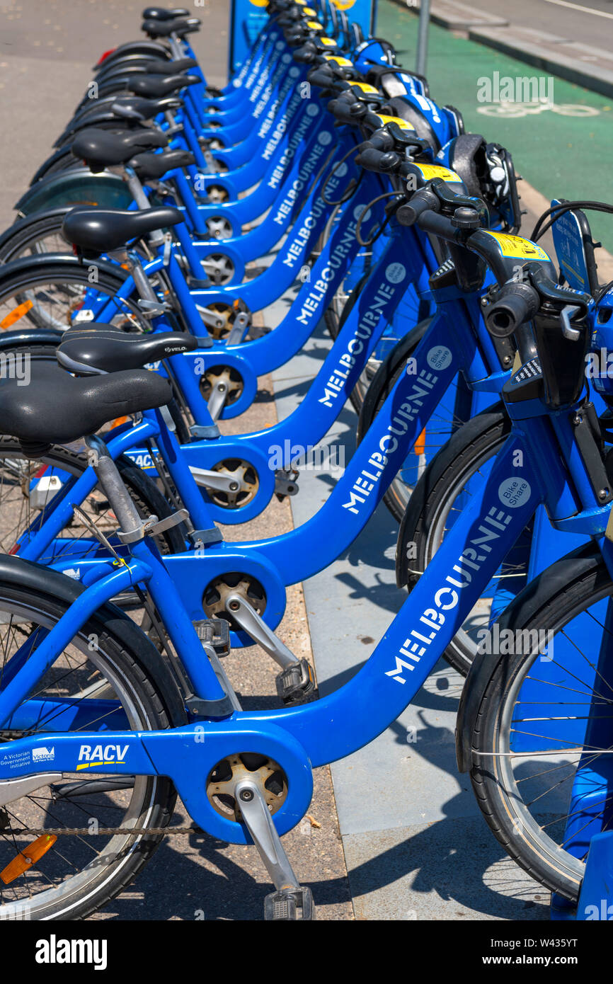 Melbourne Bike Share Station, Melbourne, Victoria, Australie Banque D'Images