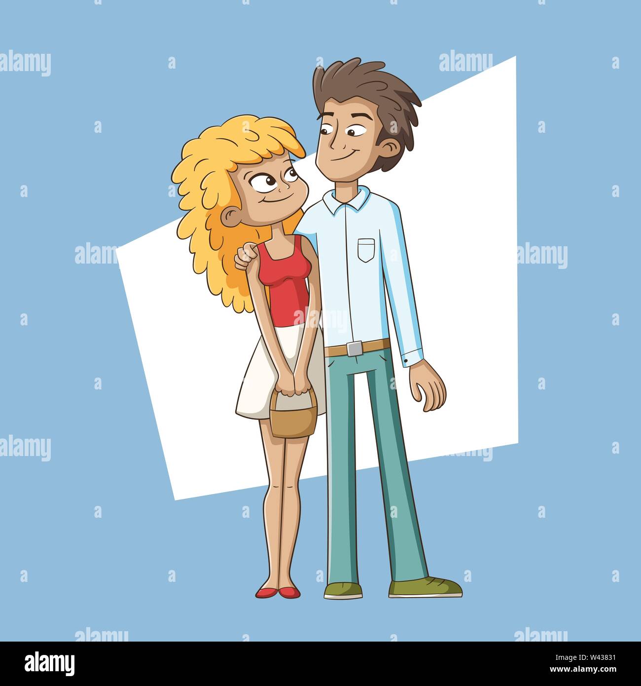 Couple dans l'amour. Hand drawn vector illustration. Illustration de Vecteur