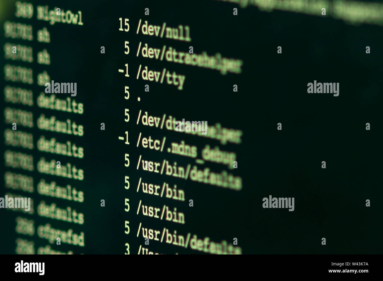 Écran d'ordinateur, la borne de sortie texte unix linux bash etc Banque D'Images