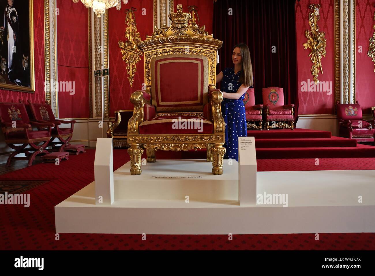 Palais de la reine Victoria à l'ouverture estivale du palais de Buckingham le 20 juillet 2019 .ouverture . Au Palais de Buckingham Londres UK .. Banque D'Images