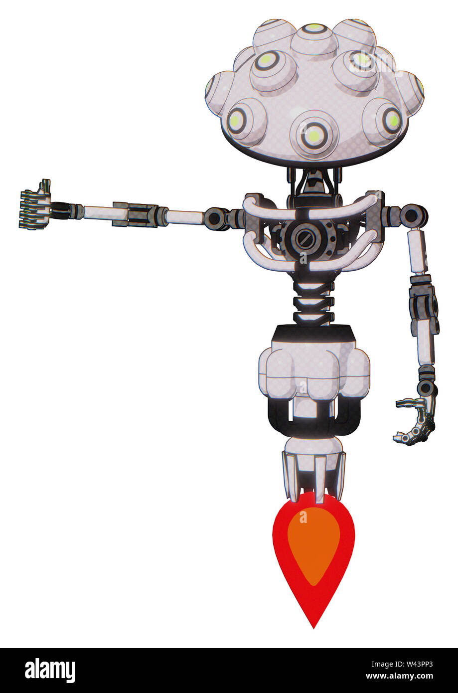 Droid contenant des éléments : techno multi-eyed domehead exoshielding conception lumière, poitrine, pas de poitrine, propulsion. Matériau : demi-teinte blanc... Banque D'Images
