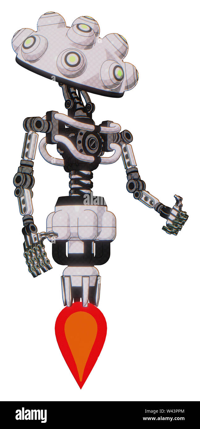 Droid contenant des éléments : techno multi-eyed domehead exoshielding conception lumière, poitrine, pas de poitrine, propulsion. Matériau : demi-teinte blanc... Banque D'Images