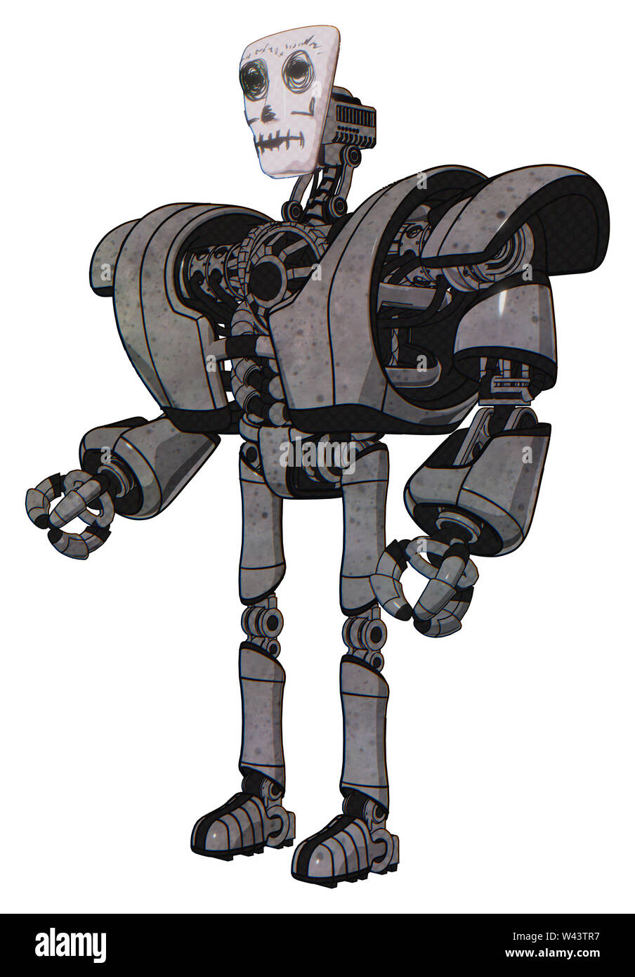 Cyborg contenant des éléments : masque de Visage humanoïde squelette, la peinture de la guerre, le haut de la poitrine lourde, lourde poitrine mech, pied ultra-léger exosuit. Matériau : non peintes. Banque D'Images