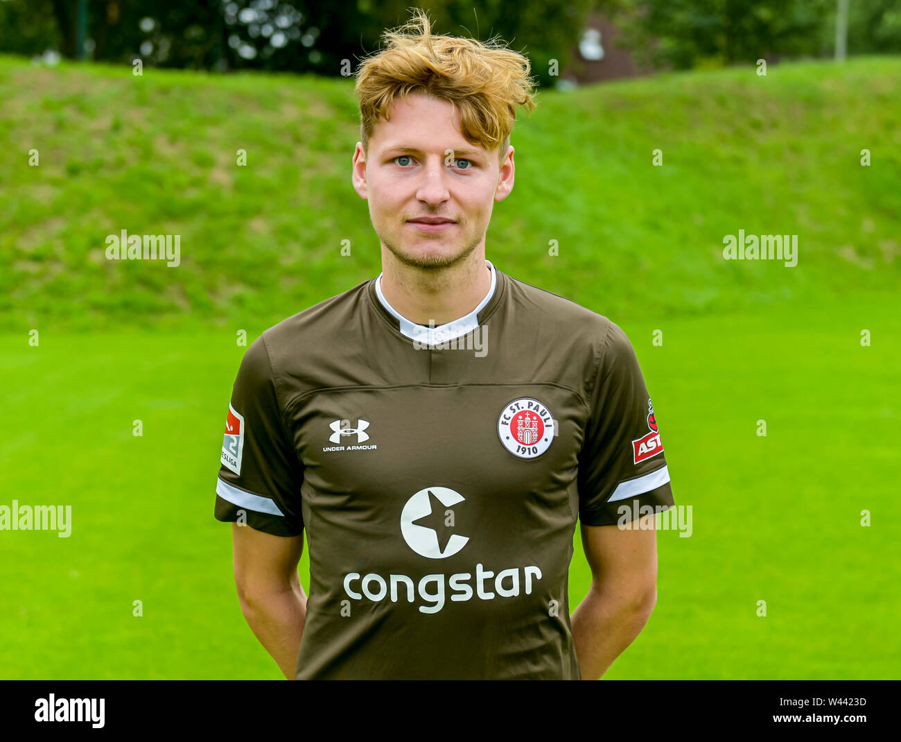 Hambourg, Allemagne. 15 juillet, 2019. Le soccer, 2e Bundesliga : Fototermin Pauli FC pour la saison 2019-2020. Marc Hornschuh de FC St Pauli. Axel Heimken Crédit :/dpa/Alamy Live News Banque D'Images