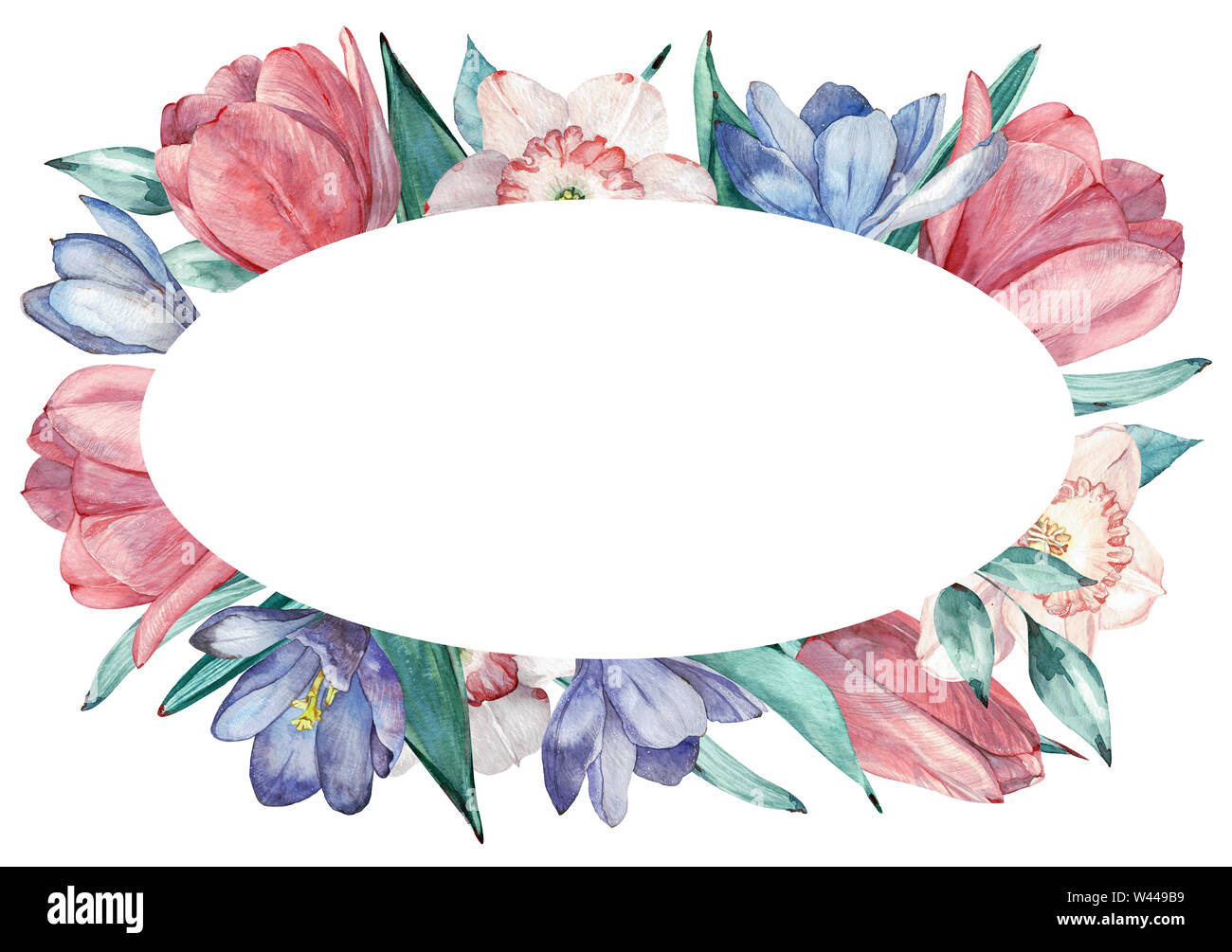 Illustration à l'aquarelle de premier printemps fleurs isolé sur fond blanc. Banque D'Images