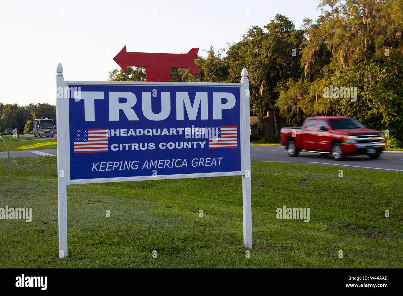 Trump affiche électorale dans le coeur d'Amérique, Citrus County, Floride Banque D'Images