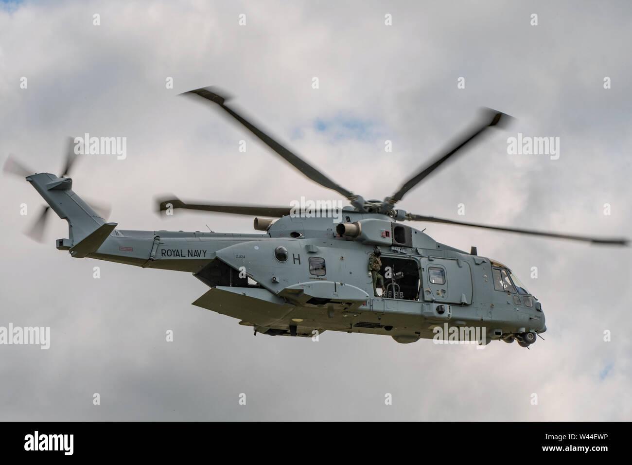 La Marine royale hélicoptère Merlin HC4 ont pris part à la manifestation à l'assaut du commando Yeovilton Royaume-uni tiendra la Journée de l'air, le 13 juillet 2019. Banque D'Images