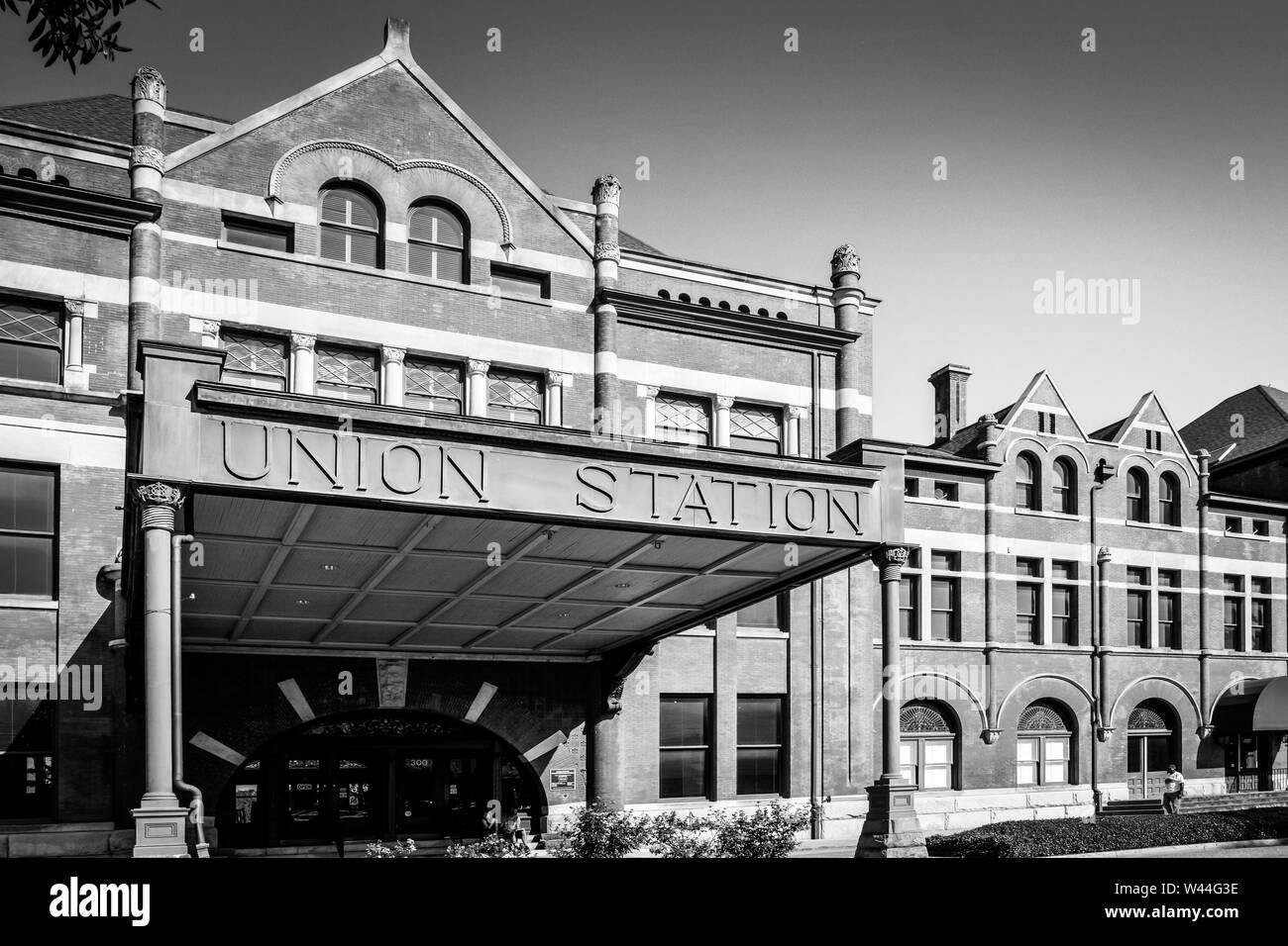 Le Montgomery, AL, Union Station, avec des éléments néo-roman, construit en 1898, était à la retraite mais rénové pour les locataires commerciaux et ho Banque D'Images