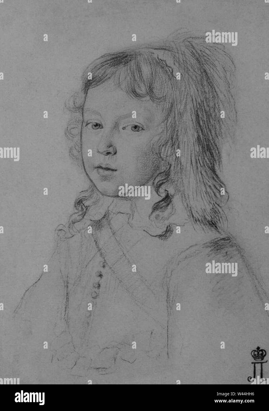 Claude Mellan - Portrait de Louis XIV en tant qu'Enfant - Banque D'Images