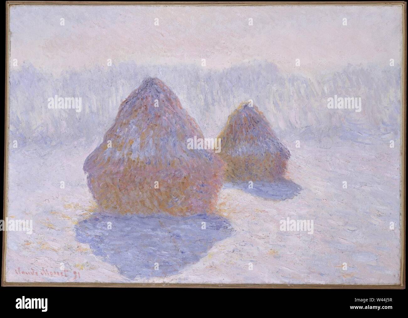 Les meules d'effet sur la neige et soleil - par Claude Monet, 1891