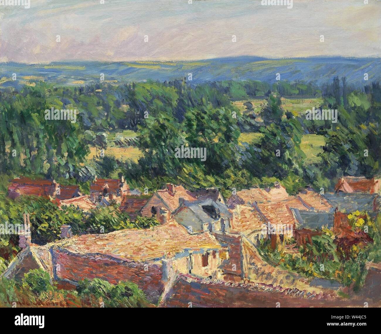 Claude Monet vue du village de Giverny). Banque D'Images