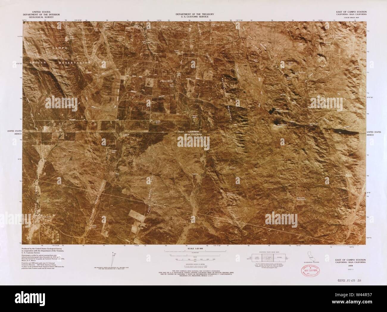 Carte image couleur - (points d'entrée, United States-Mexican frontière) Banque D'Images