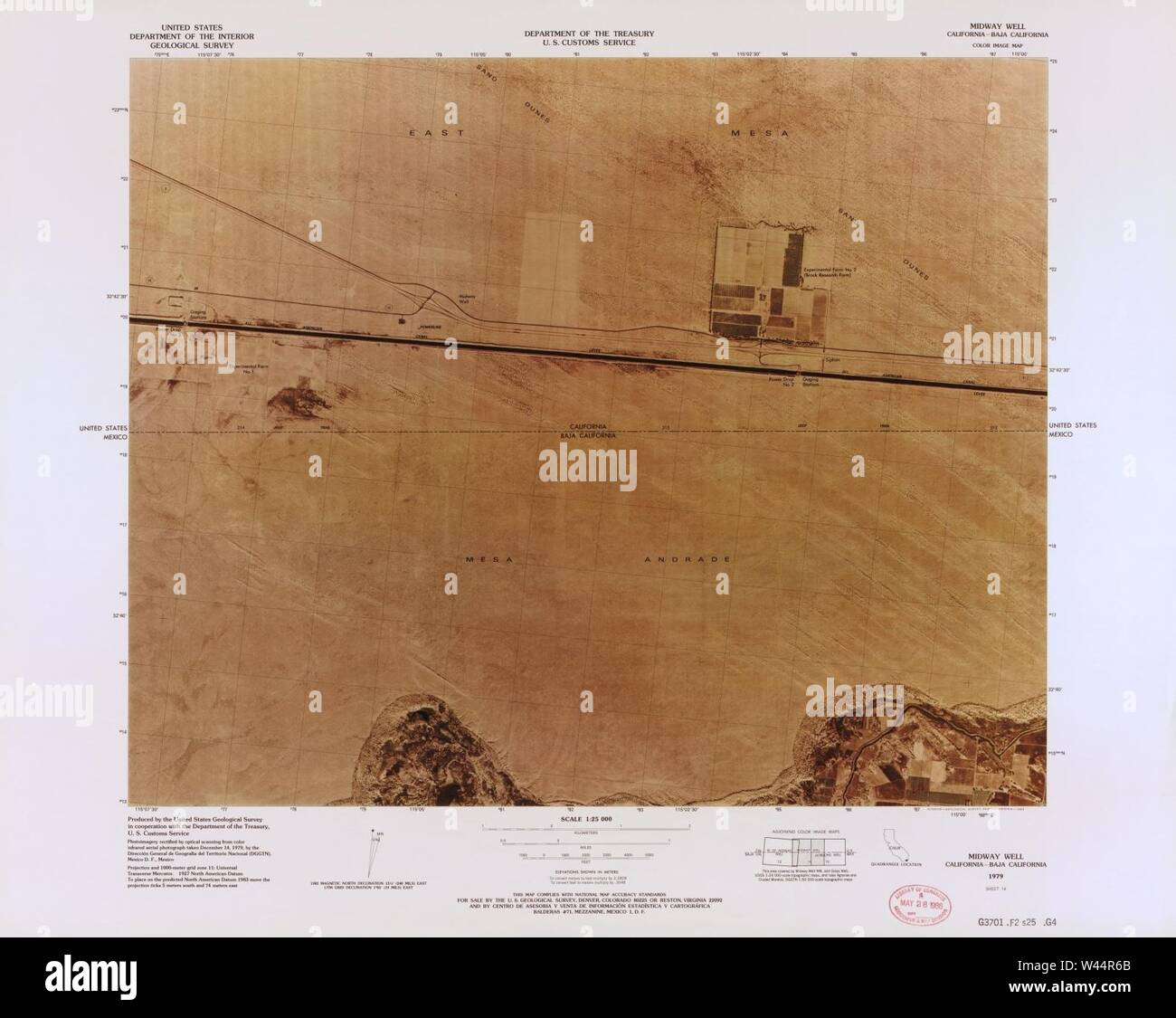 Carte image couleur - (points d'entrée, United States-Mexican frontière) Banque D'Images