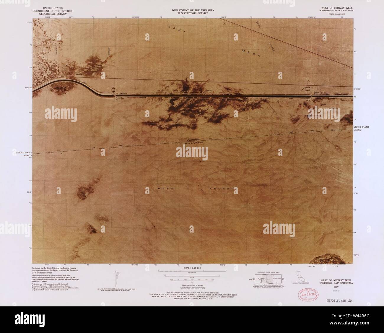 Carte image couleur - (points d'entrée, United States-Mexican frontière) Banque D'Images