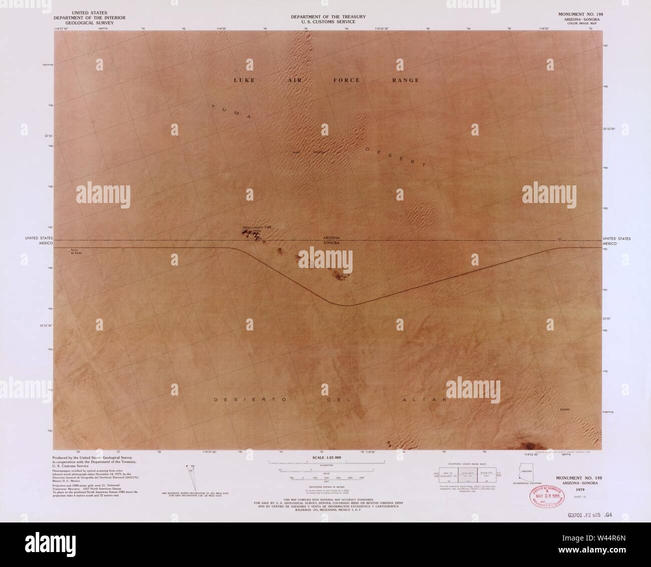 Carte image couleur - (points d'entrée, United States-Mexican frontière) Banque D'Images