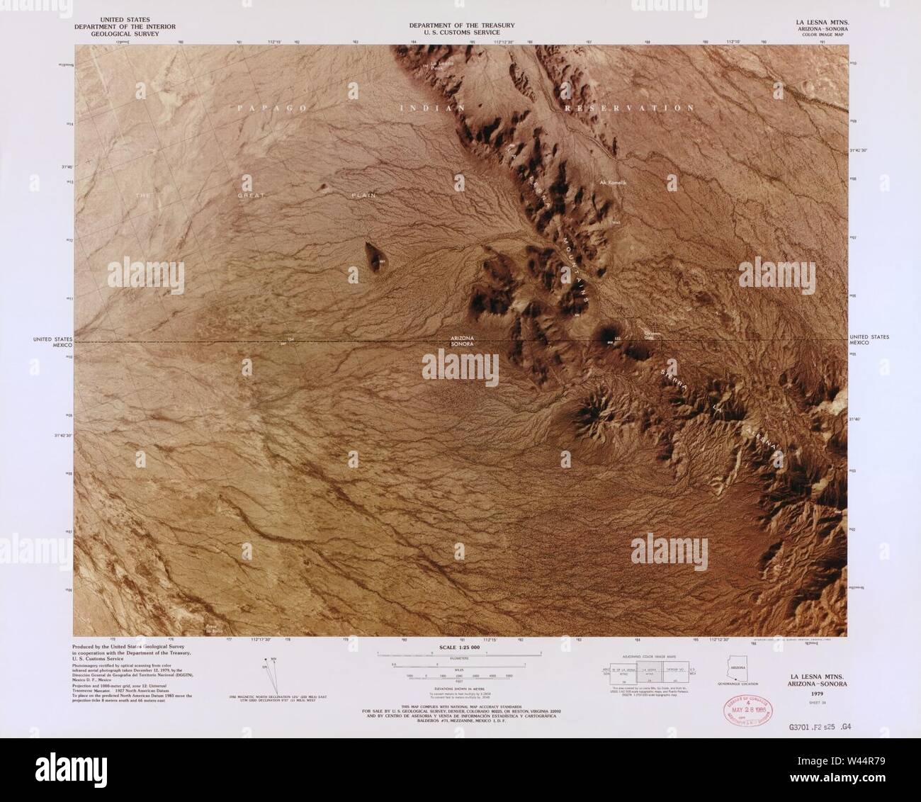 Carte image couleur - (points d'entrée, United States-Mexican frontière) Banque D'Images