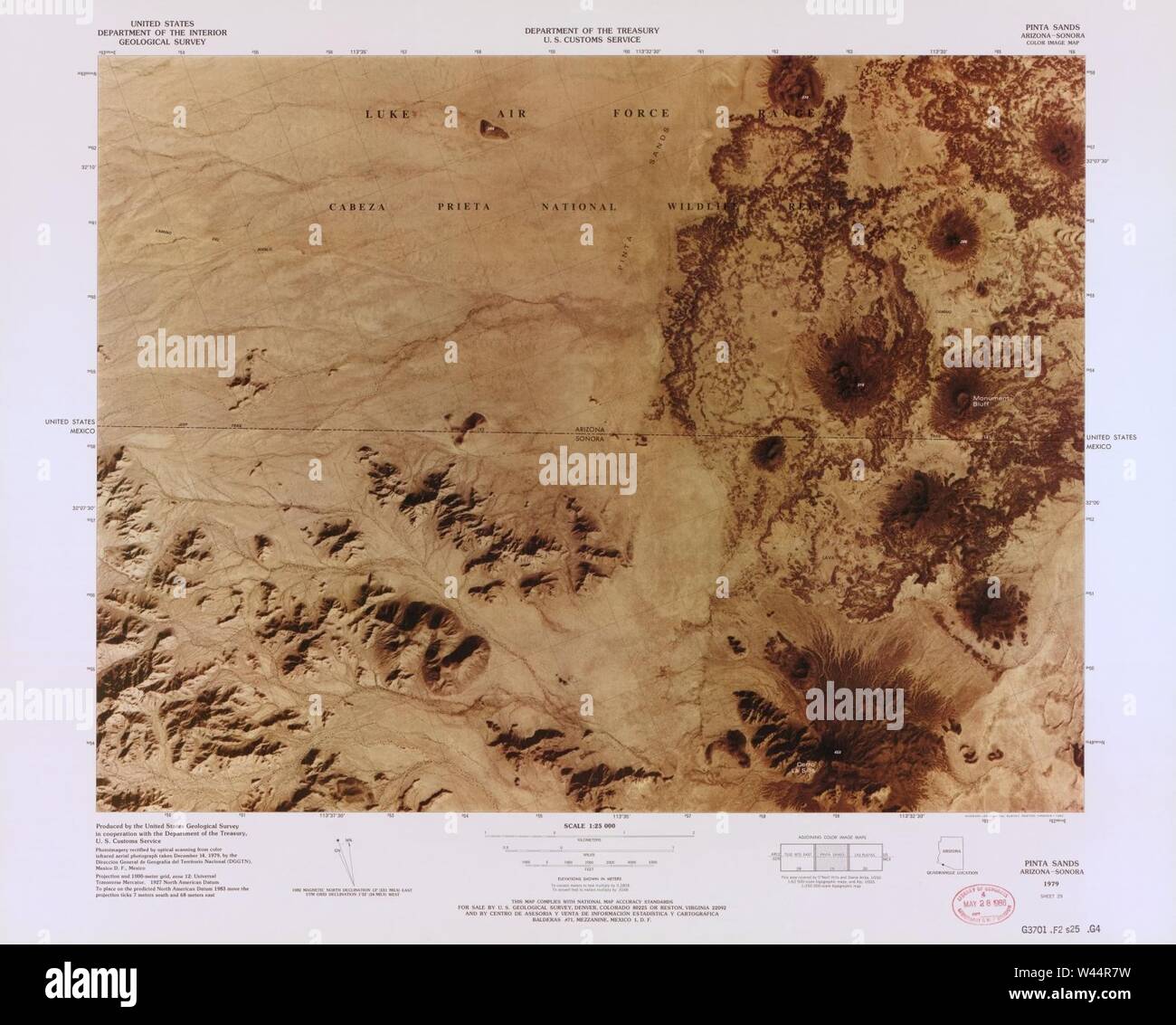 Carte image couleur - (points d'entrée, United States-Mexican frontière) Banque D'Images