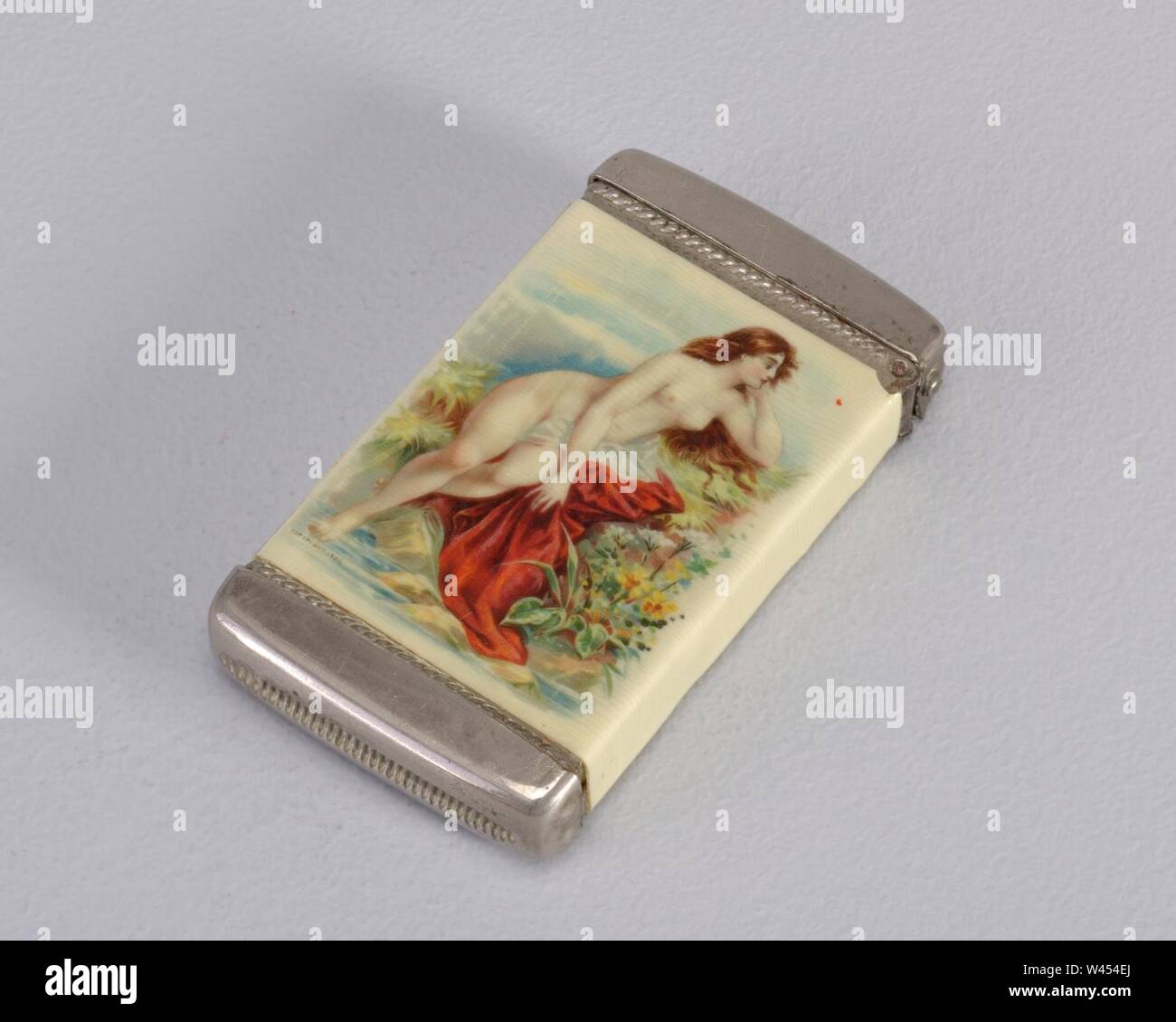 Compliments de la India Rubber Company Matchsafe, ca. 1905 Banque D'Images