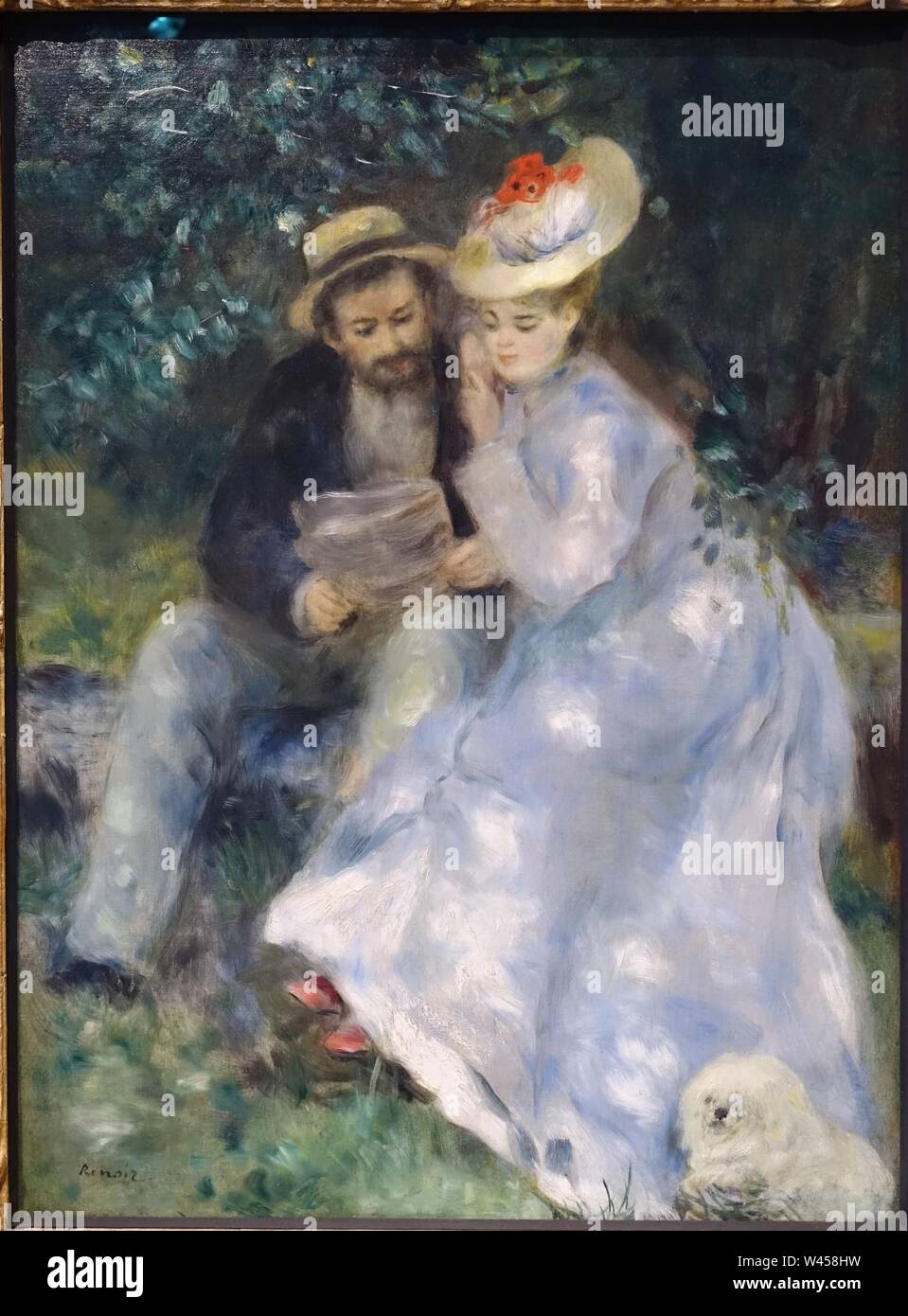 Confidences (Secrets) par Pierre-Auguste Renoir, c. 1874, huile sur toile . Banque D'Images