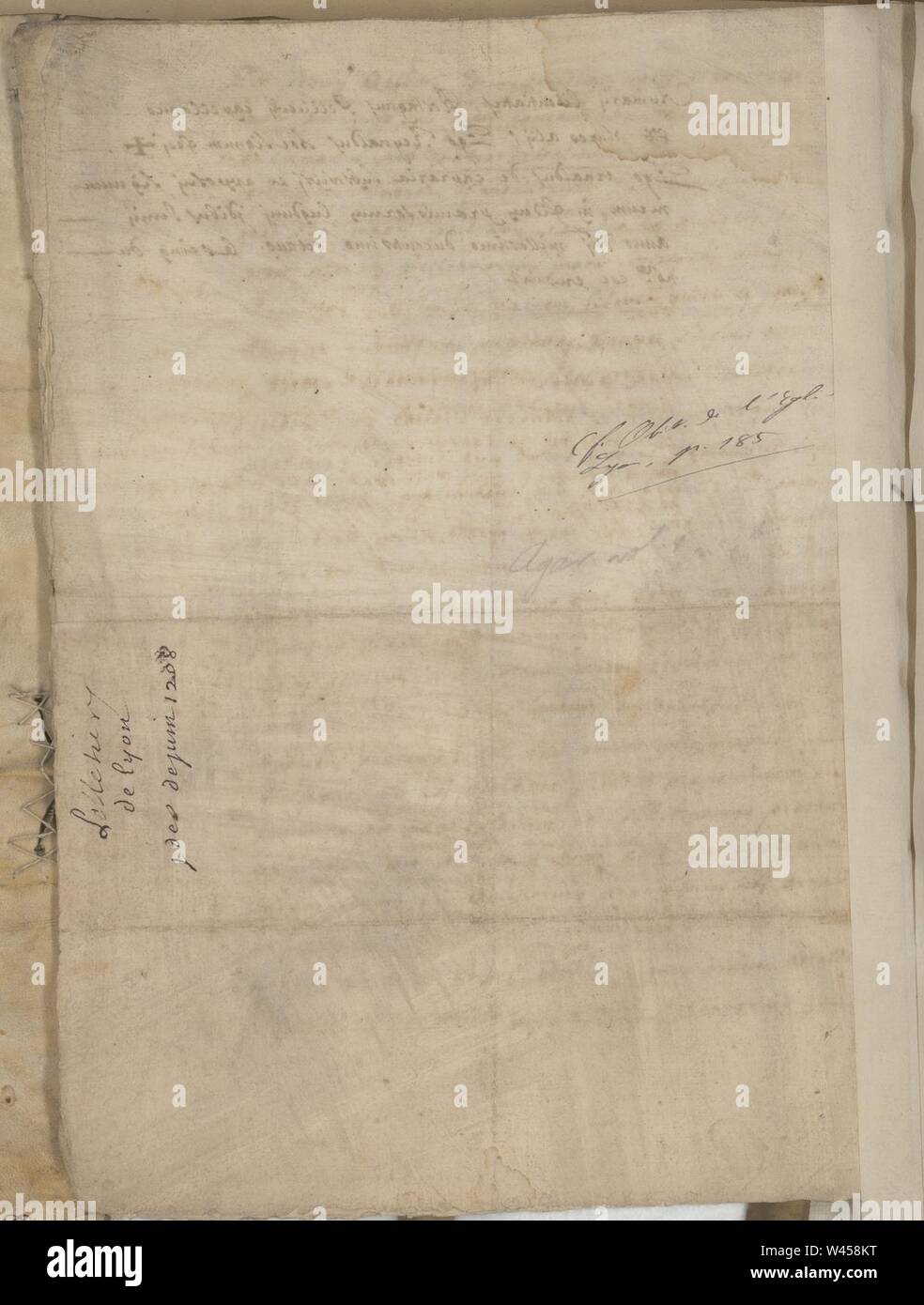 Par Renaud de Forez Confirmation des privilèges des pelletiers de Lyon (1208, copie du XVIII e s.). Page 4. Banque D'Images