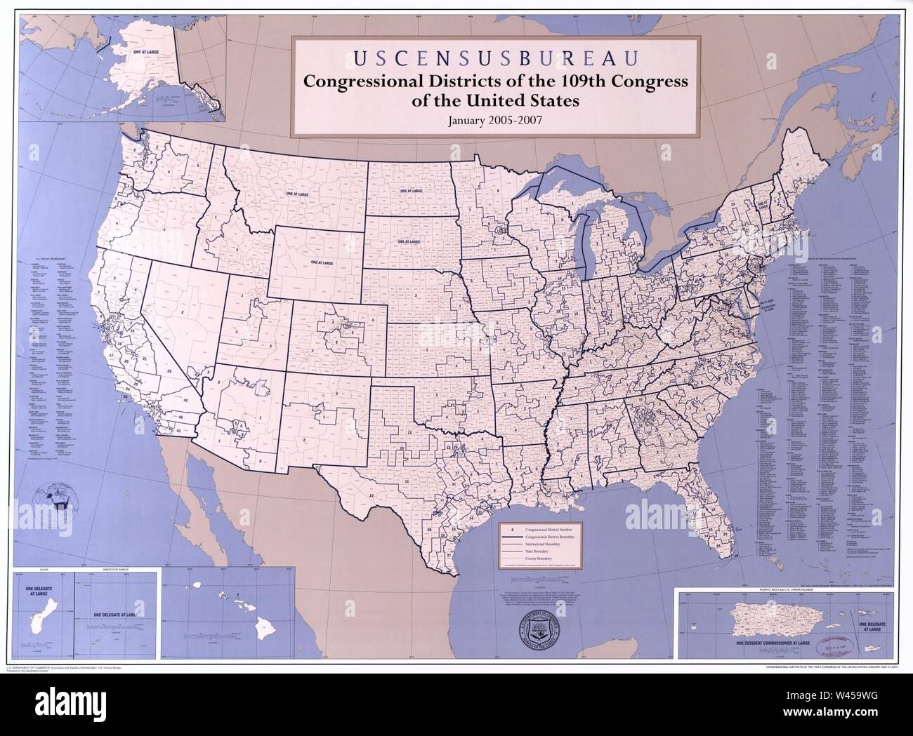 Les districts du Congrès du 109e Congrès des États-Unis, janvier 2005-2007 Banque D'Images
