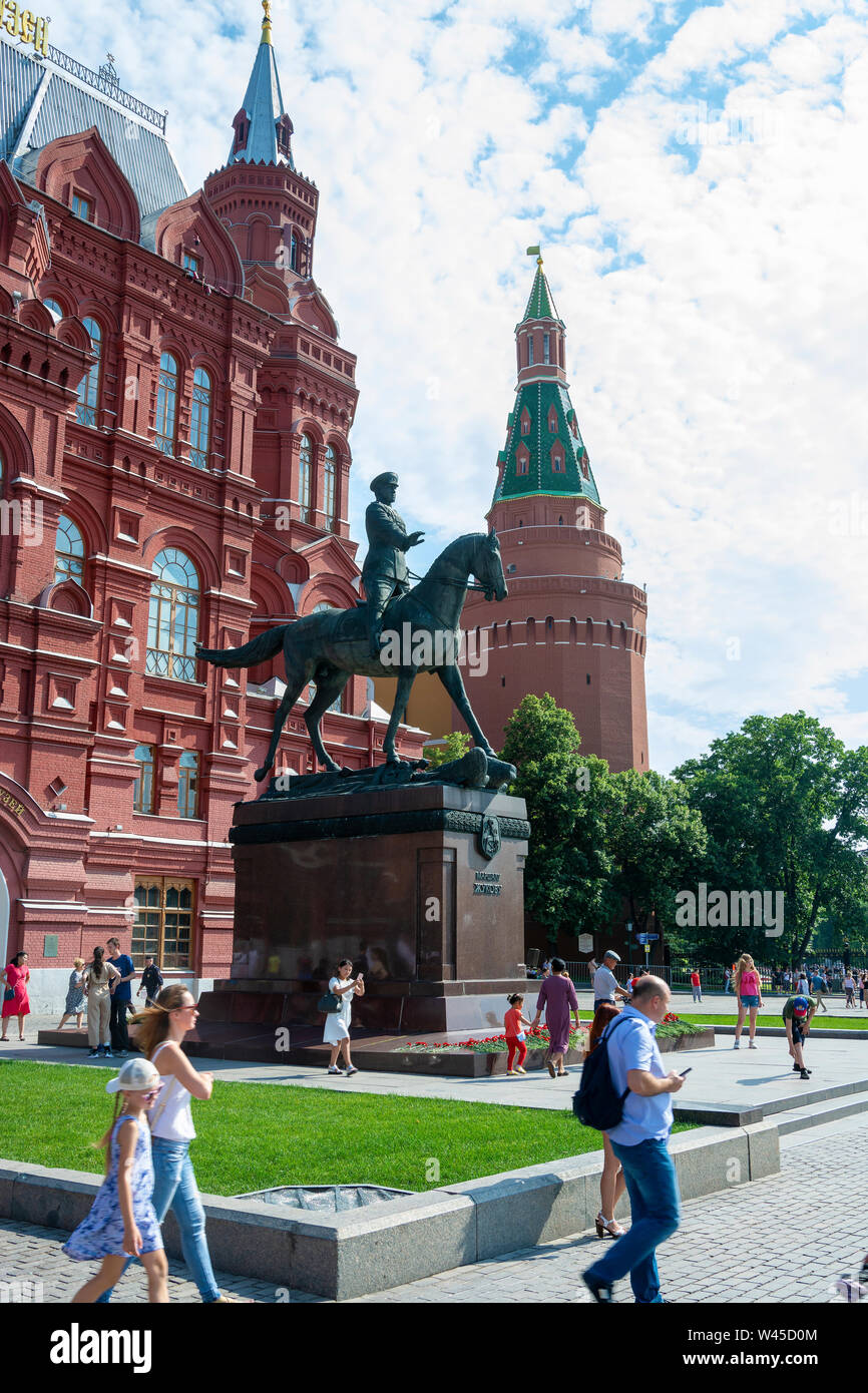 Moscou, Russie - 06/22/2019 - Monument de Maréchal soviétique Joukov. Banque D'Images