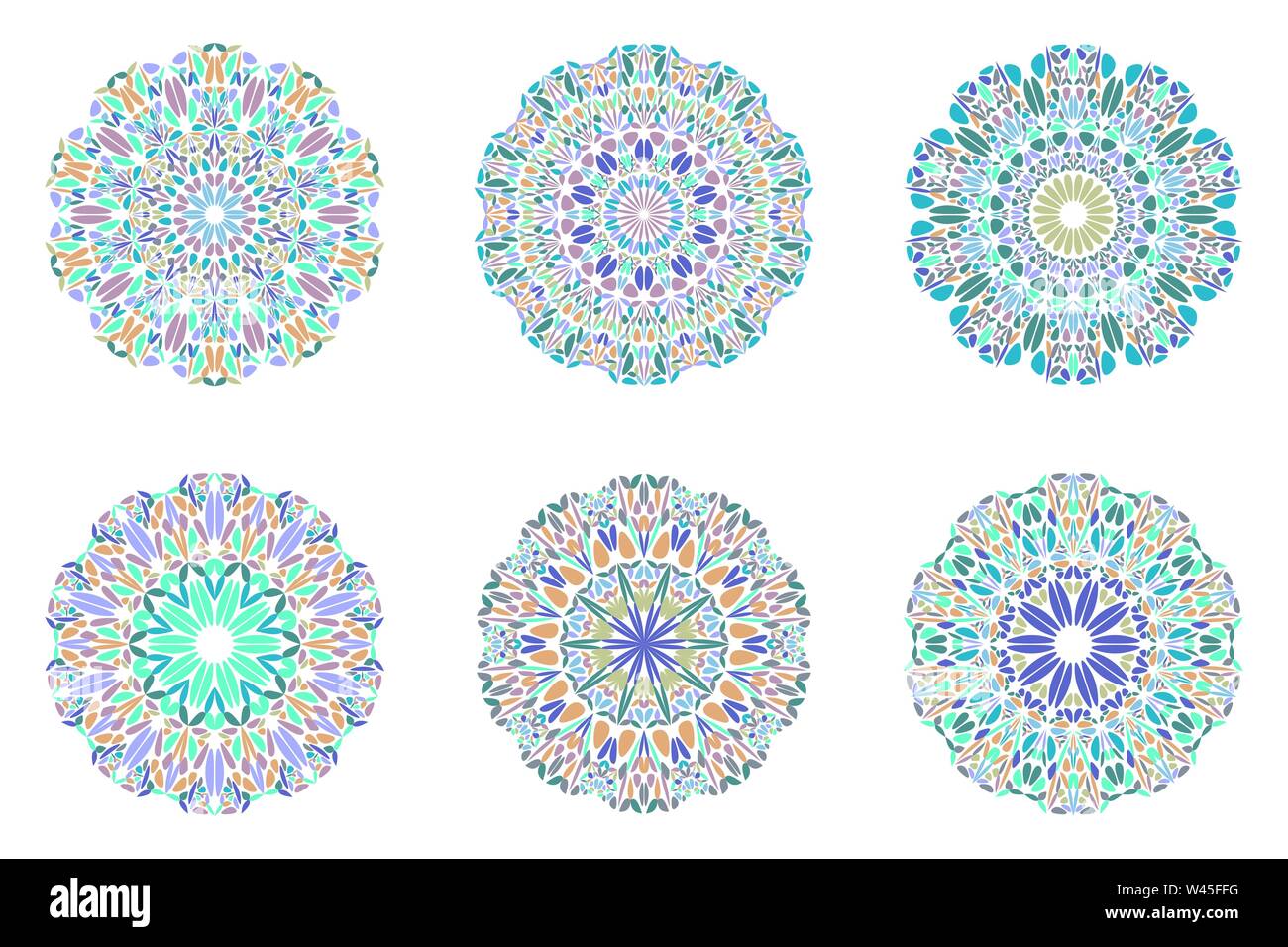 Ornement floral coloré logo mandala set - ornement abstrait géométrique ornée d'éléments de scénario Illustration de Vecteur