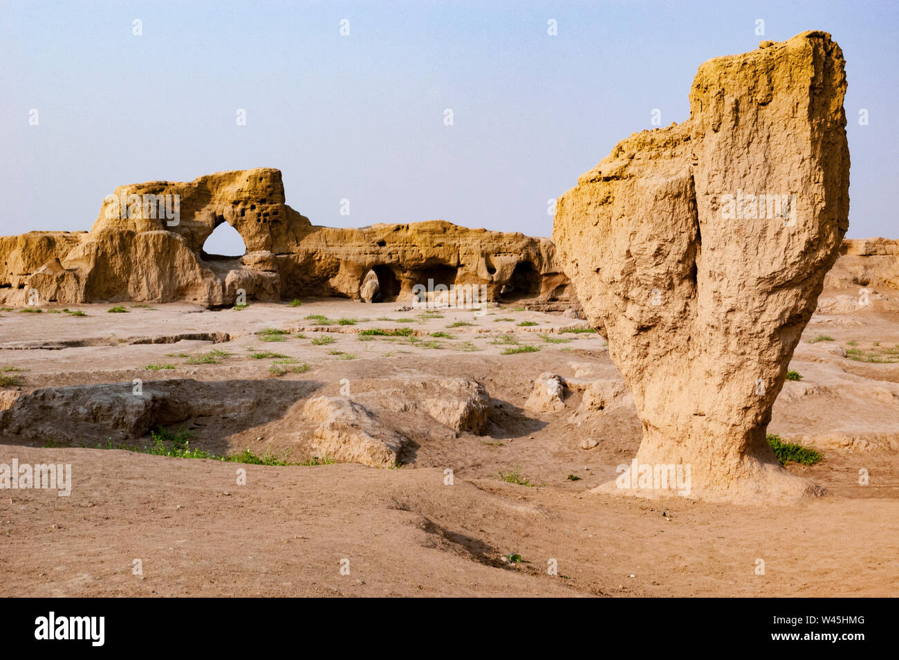 Gaochang ville en ruines dans la région de Turpan, Xinjiang, Chine Banque D'Images