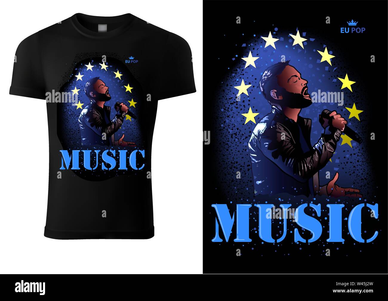 T-shirt avec la chanteuse de musique pop Euro Illustration de Vecteur